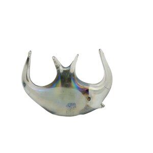 Hand Blown Iridescent Carnival Glass Bat 4 1/4” W X 3 1/2” Paper Weight Desk Art